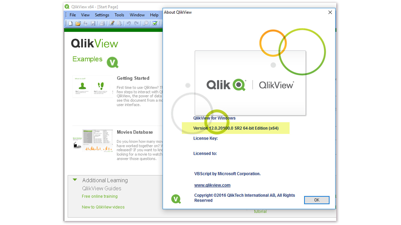 Här kan du se versionsnummer av QlikView