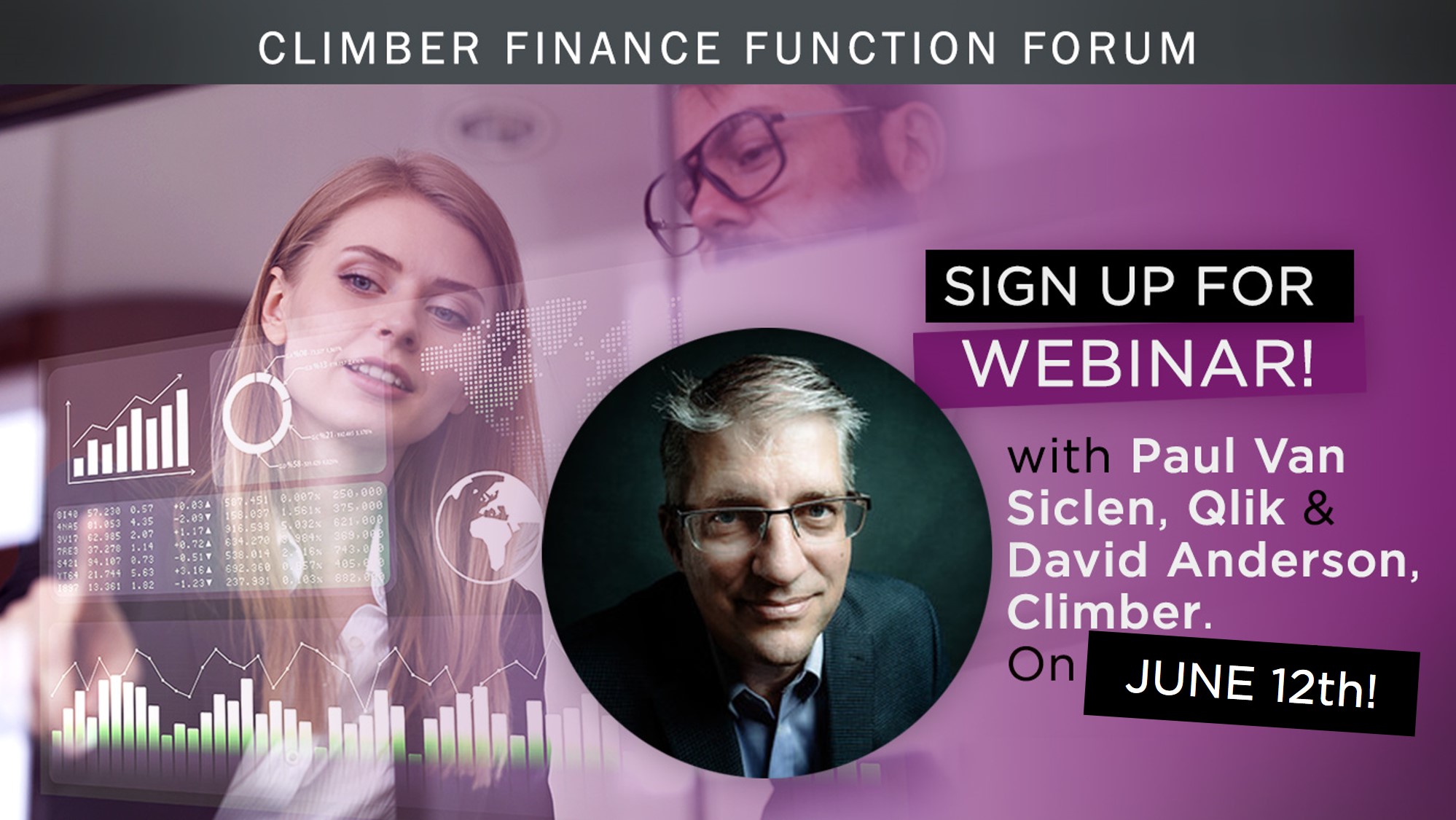 Finance function webinar with Paul van Siclen at Qlik on June 12
