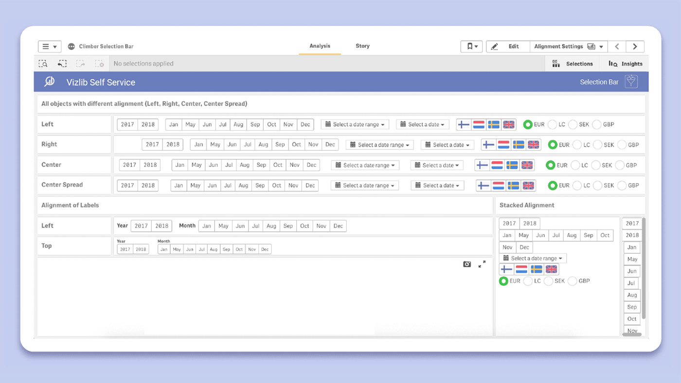 Vizlib Selection Bar extension