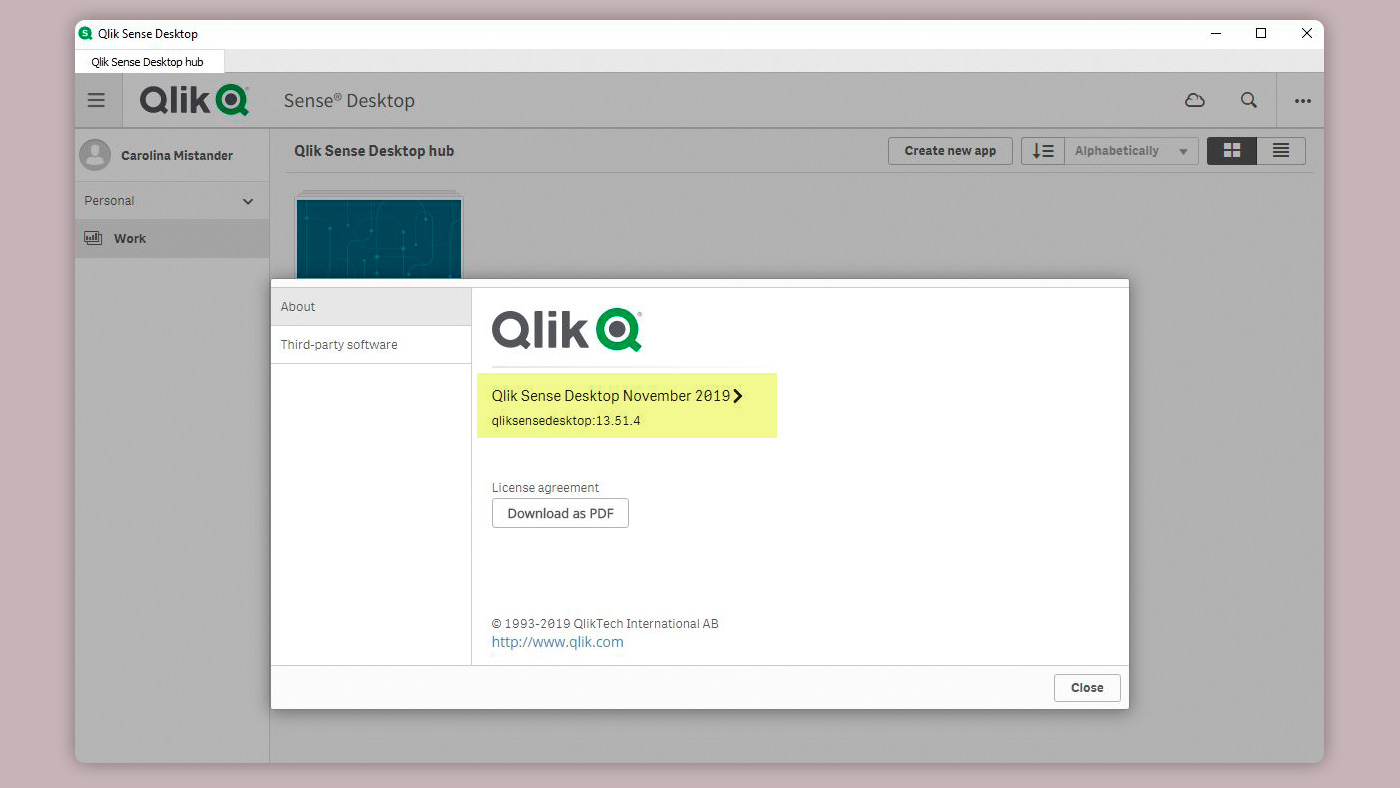 Qlik Version Desktop November 2019 - qliksensdesktop:13.51.4