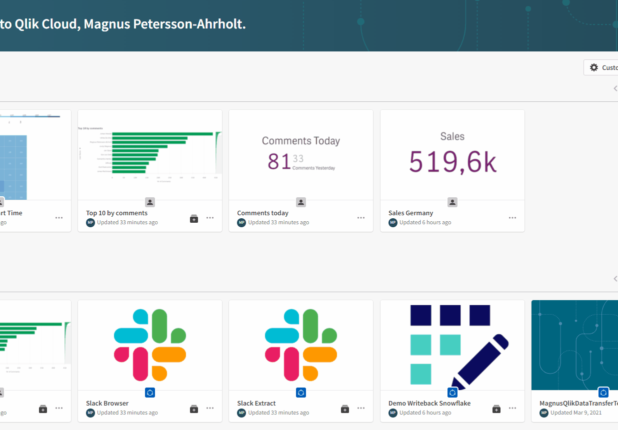 Qlik Cloud - Monitor in Hub